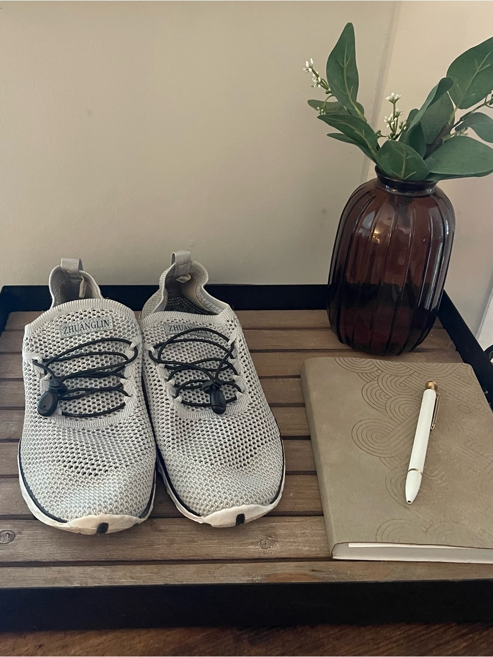 Women's Grey Mesh Water Shoes with Toggle Laces